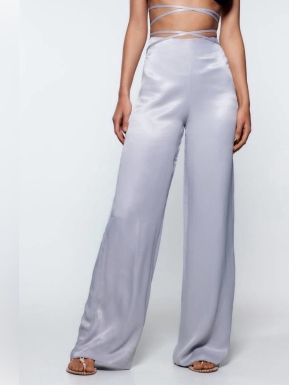NWT ZARA FULL LENGTH SATIN EFFECT PANTS - NWT ZARA SIZE M